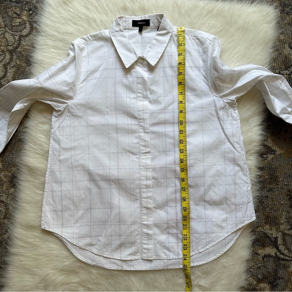 Theory- White Windowpane Plaid Button Up Shirt - Picture 6 of 9